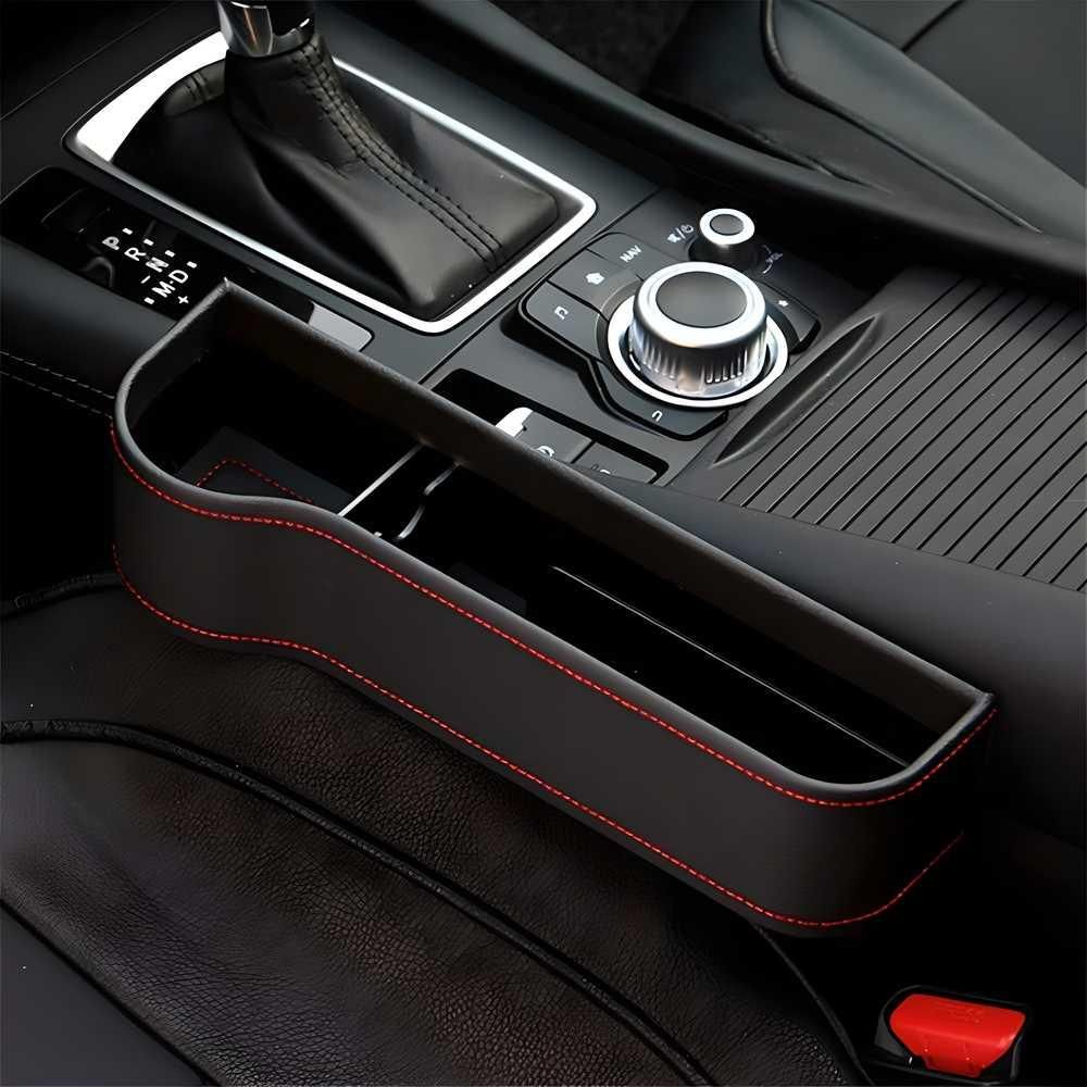 Premium PU Leather Car Seat Gap Filler & Organizer (Pack of 2) - Universal Side Pocket Console for Mobile, Wallet, Keys & Coins